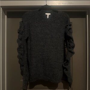 Women's Black Sweater with Ruffled Sleeves